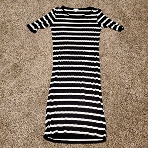 XS black & white stripe LuLaRoe Julia pencil dress